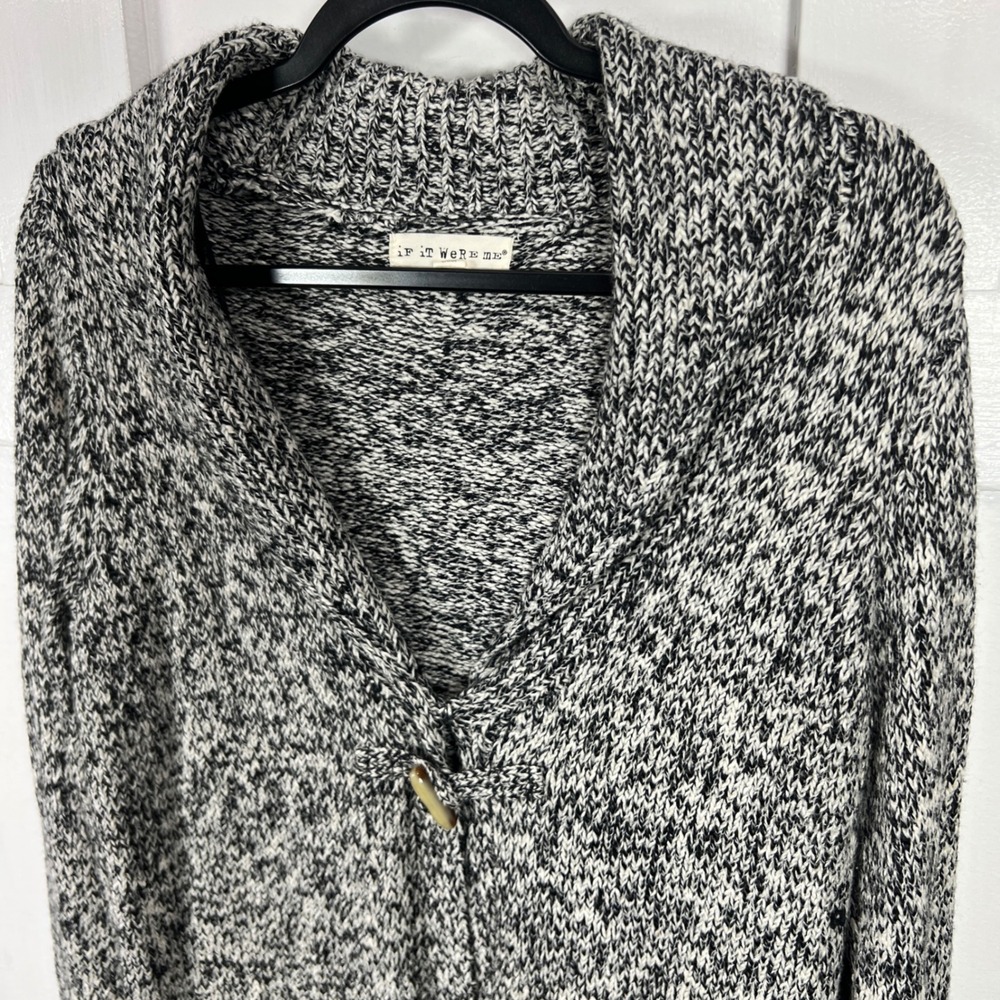 if it Were Me Women's M Marled Knit Shawl Collar Cardigan Toggle Button